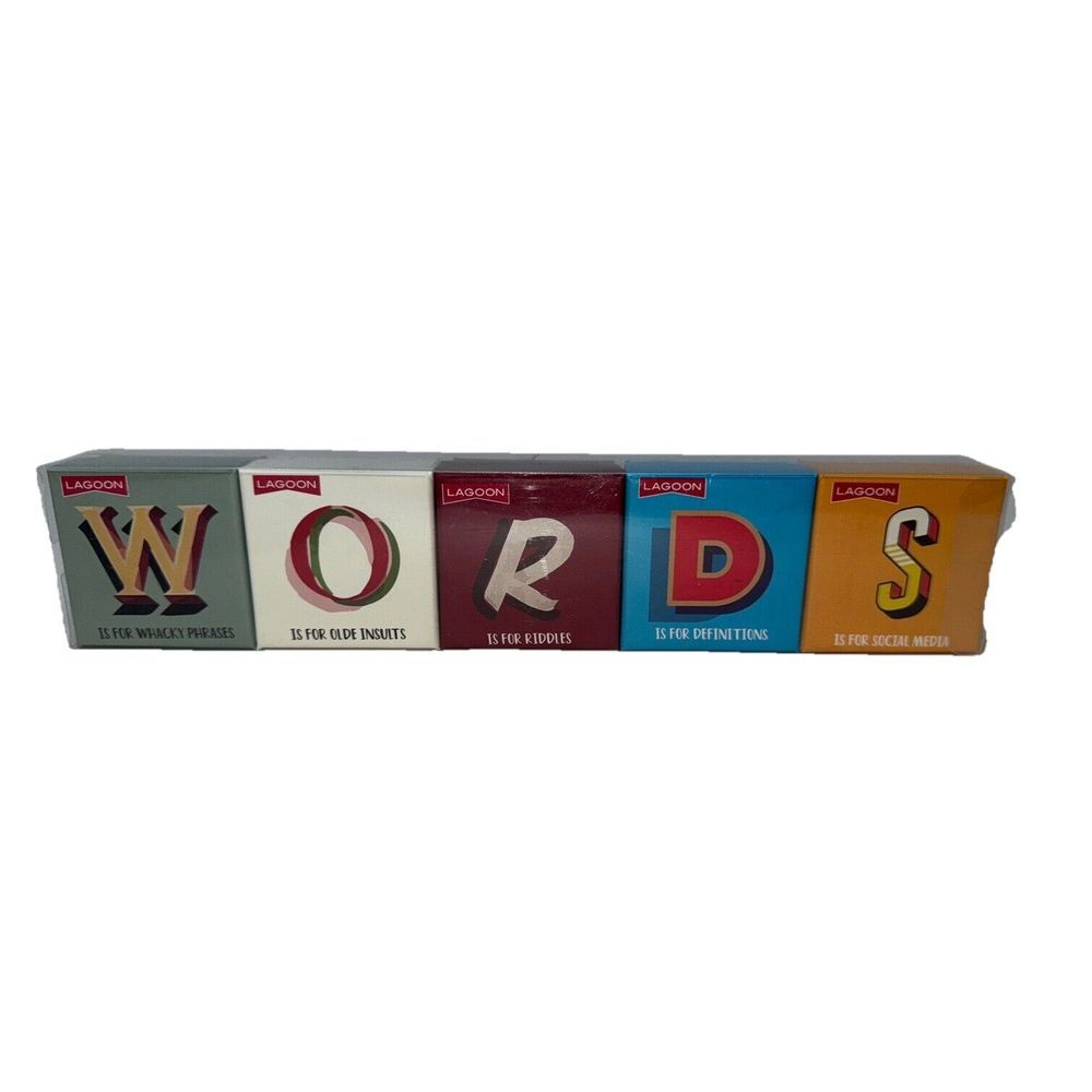 Lagoon WORDS Tabletop Trivia Game Set 5 Decks Whacky Phrases Old Insults Riddles